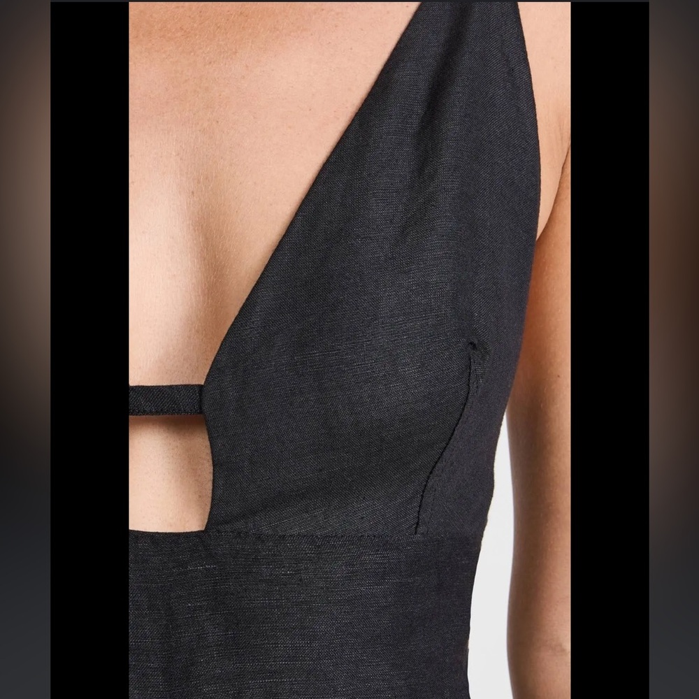 Free People Emma One Piece Linen Jumpsuit in Black - Picture 6 of 8